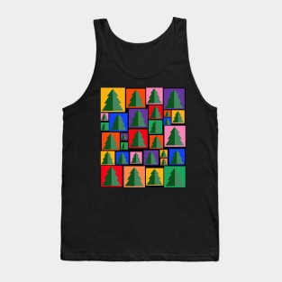 Geometric Christmas Tree Pattern in Rainbow colours Tank Top